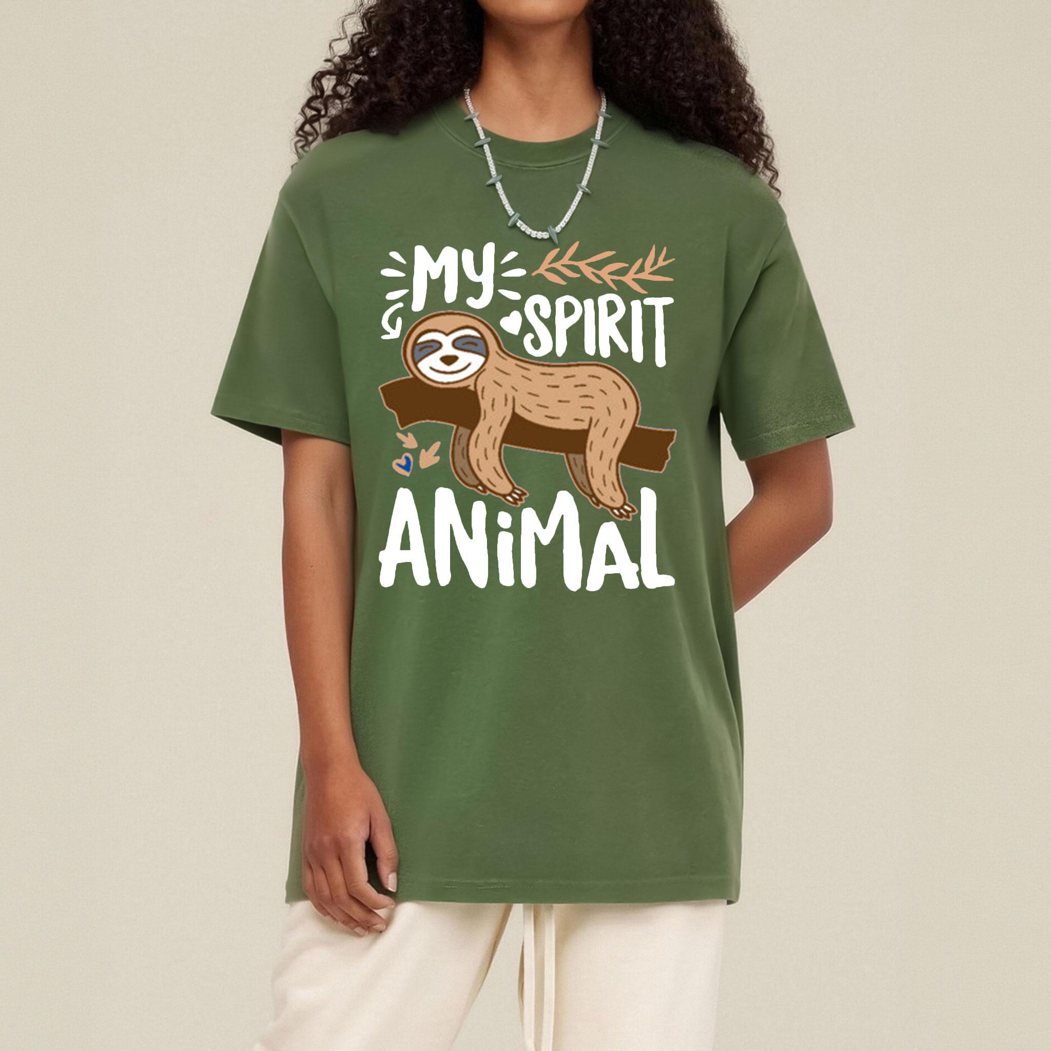 Funny Sloth Graphic T-Shirt – Spirit Animal comfy Tee, made of comfortable cotton fabric.
