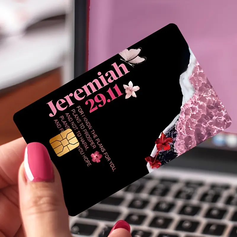 Floral Bible Verse Design Bank Card, Credit Card, Debit Card, Transit Card, Room Key Card Skin Sticker