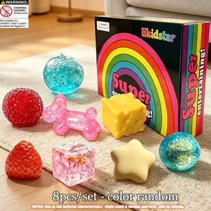 8pcs/set - Healing Series Stress Relief Slow Rebound Plush Toy Fun Toy Set, which includes other squeeze toys such as ocean apples, cheese, strawberries, bayberries, children's party gifts, and various styles. Stress relieving children's desk decoration
