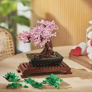 Creative DIY Plant Pot Kit, Simulation Tree Flower Bouquet Building Blocks Model, Building Block Flowers, Kids' Birthday Christmas Gift Toy