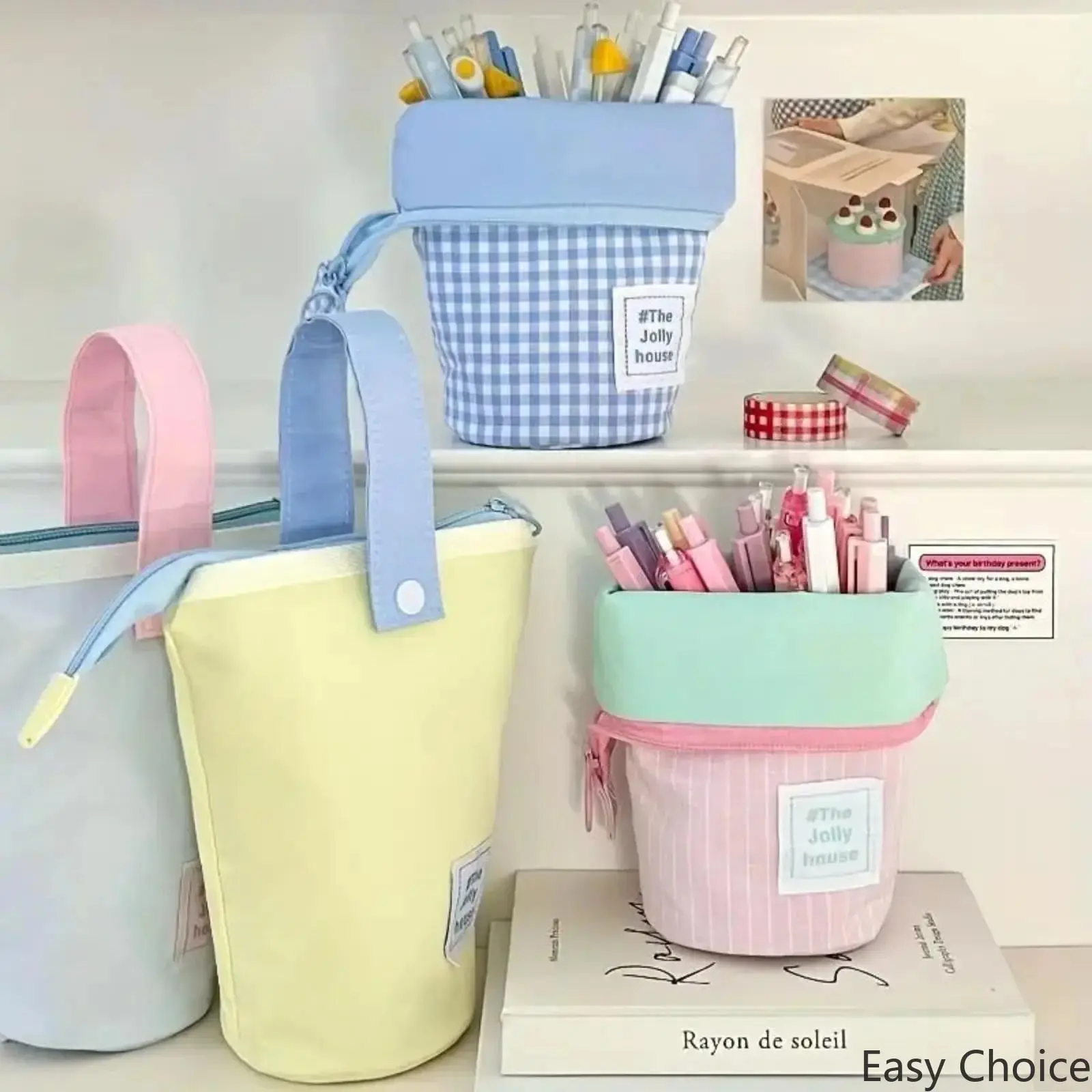 Pop Up Stand Up Pencil Case Pouch, Large Capacity Aesthetic Pen Organizer Bag, Portable Desk Stationery Holder, Multi-Use Storage Case for School, Office Desk & Daily Everyday Use