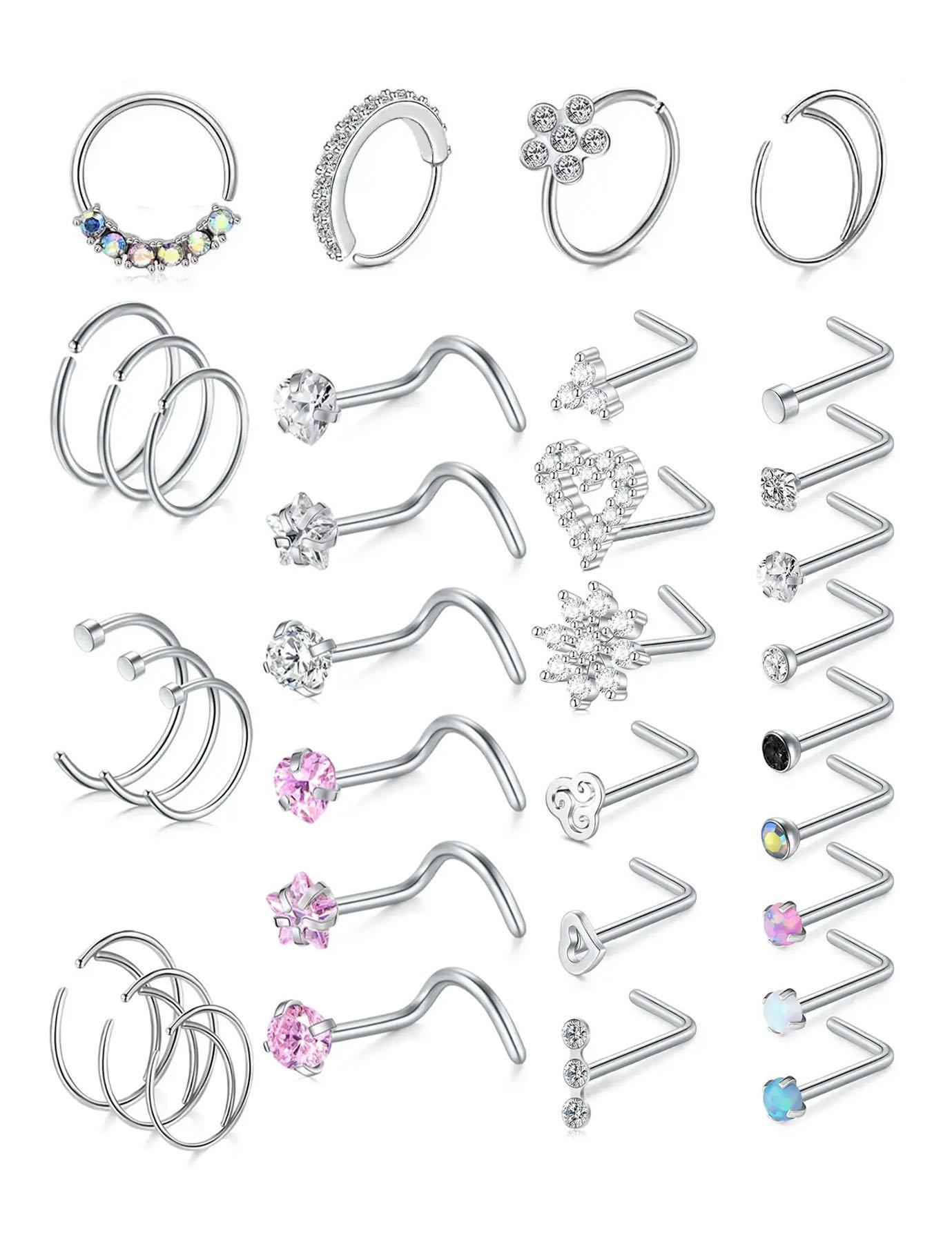 Simple Elegant Rhinestone Decor Nose Ring, Gift for Wife, Nose Studs for Women, Body Jewelry for Party, Daily Clothing Decor, Exquisite Jewelry for Gift Simple Elegant Rhinestone Decor Nose Ring, Gift for Wife, Nose Studs for Women, Body Jewelry for Party, Daily Clothing Decor, Exquisite Jewelry for Gift