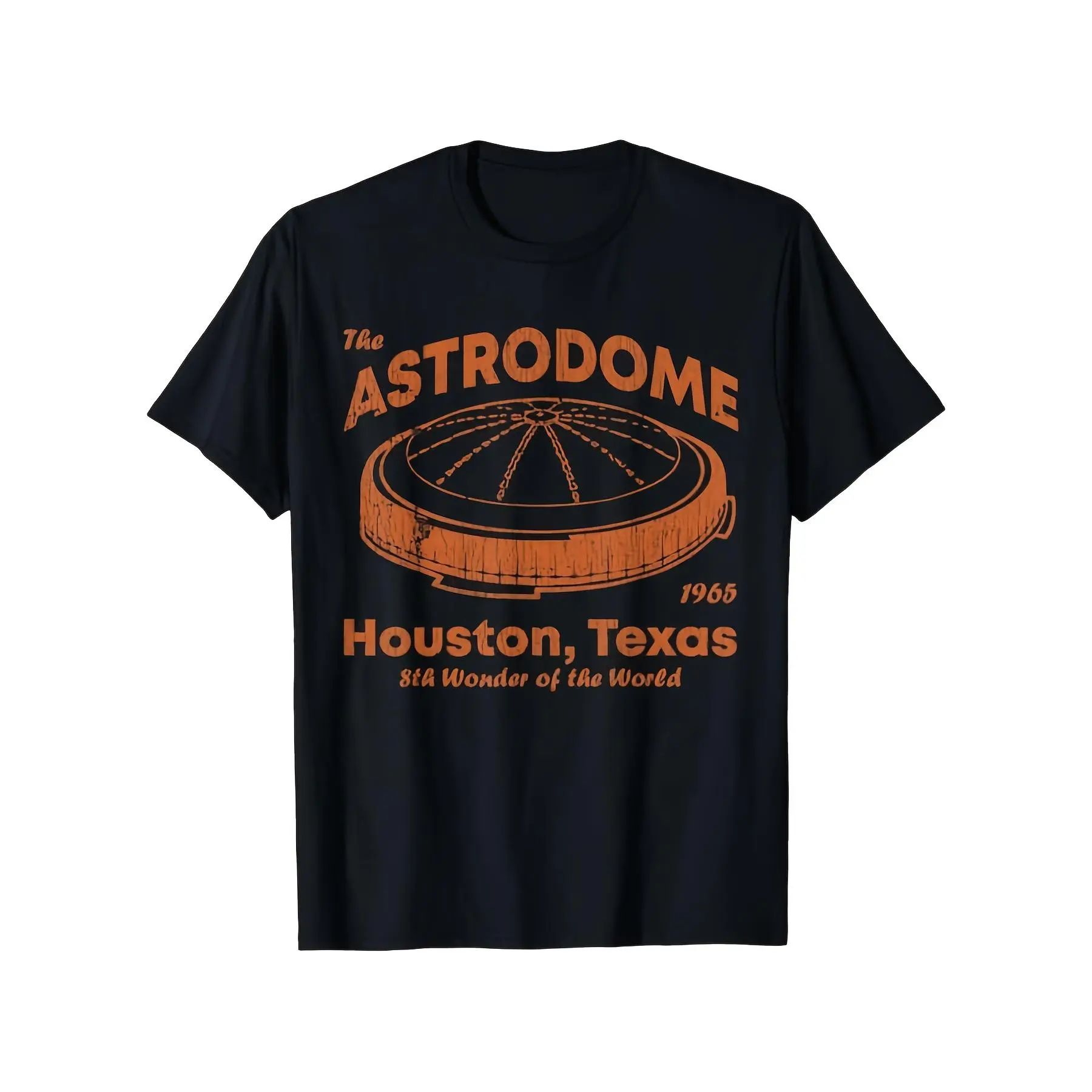 Men's Vintage 1966 Houston Texas Astrodome Graphic T-Shirt - Casual, Short-Sleeve, Cotton Knit Fabric Nostalgic Sports Fan Tee (1pc)