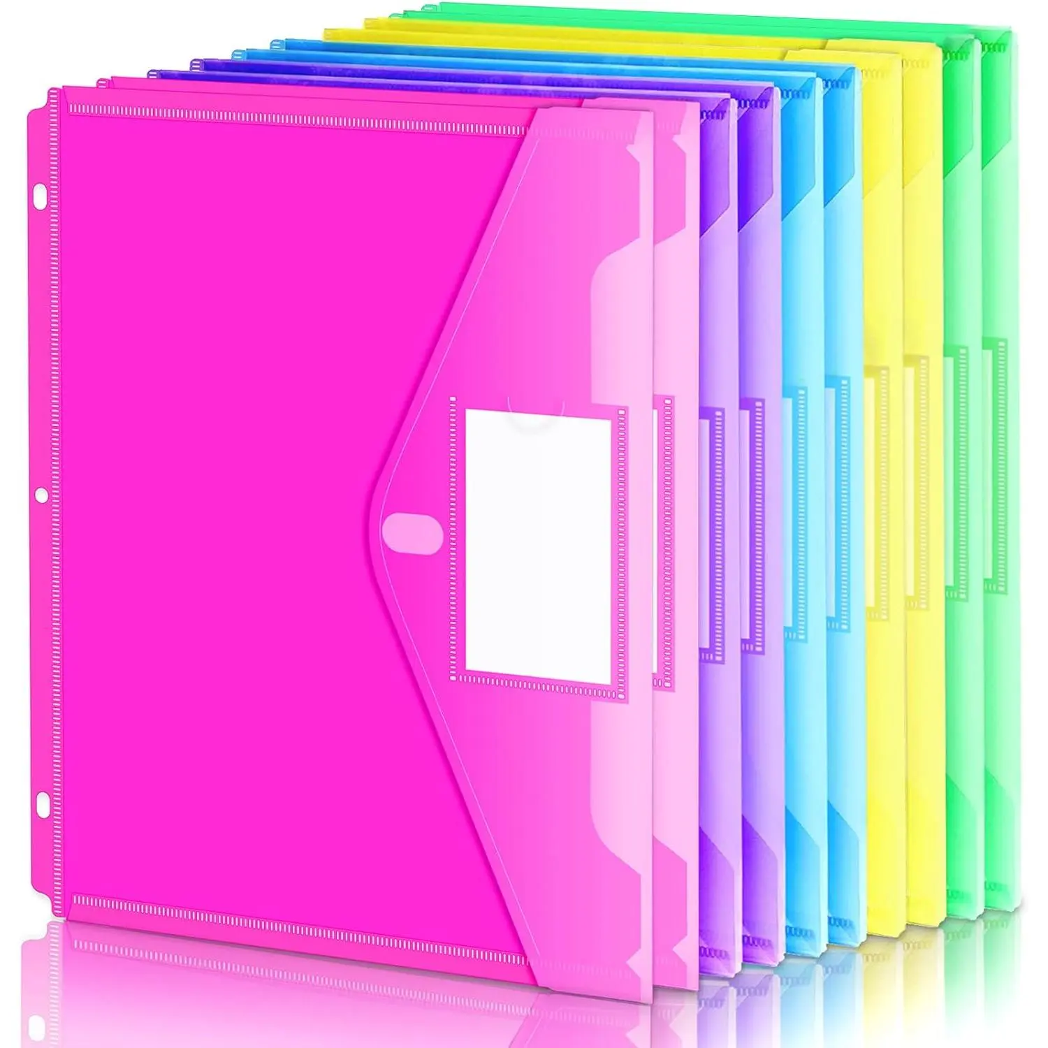 Binder Pocket, 10 Pack Super Heavyweight Plastic Folders with Tight Closure, Folders with Pockets Side Loading, Binder Organizer, Binder Dividers with Pockets, Letter Size,  Colors
