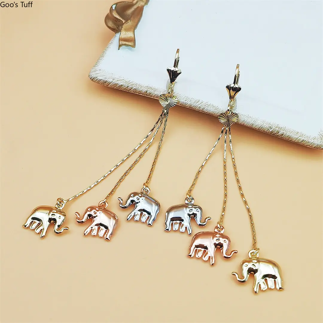 Ins Cold‑Style Lucky Elephant Long Drop Earrings for Women Gold‑Plated Unique Elegant Fashion Ear Jewelry for Daily Wear Party Date Casual Outing