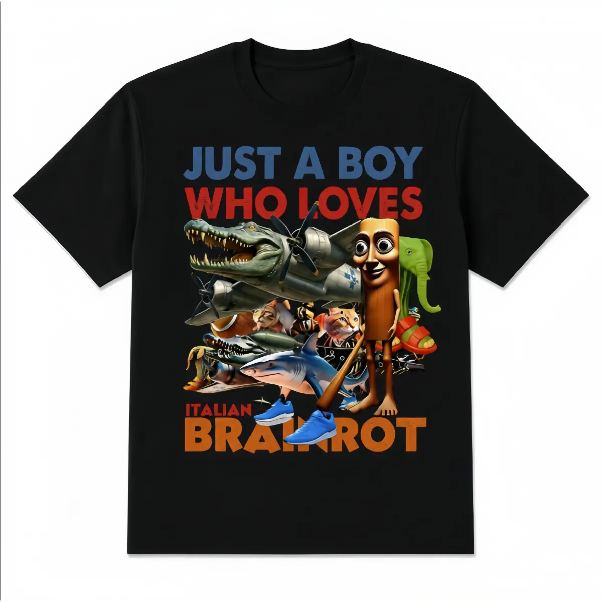 Funny Meme Animal Character Collage Graphic Casual Short Sleeve T-Shirt