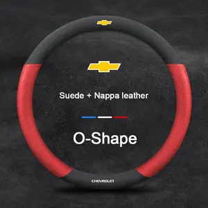 38cm Suede Nappa Leather Car Steering Wheel Cover Anti-Slip Protector Fits For Chevrolet Cruze Tahoe Colorado Bolt Silverado Aveo Spark Onix capti Cavalier Auto Interior Accessories