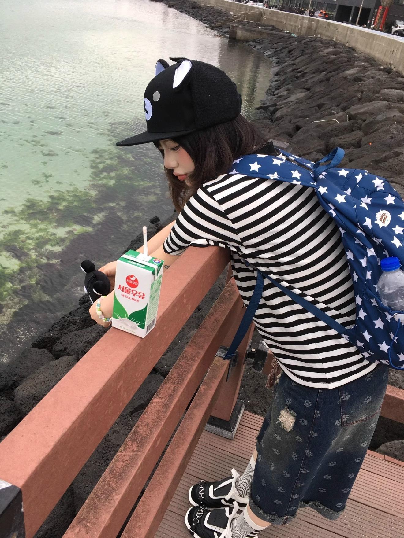 Cute Bear Ears Black Baseball Cap Adjustable Snapback Rilakkuma Inspired Y2k Sweet Cool Gyaru Daily Outfit For Girls Women