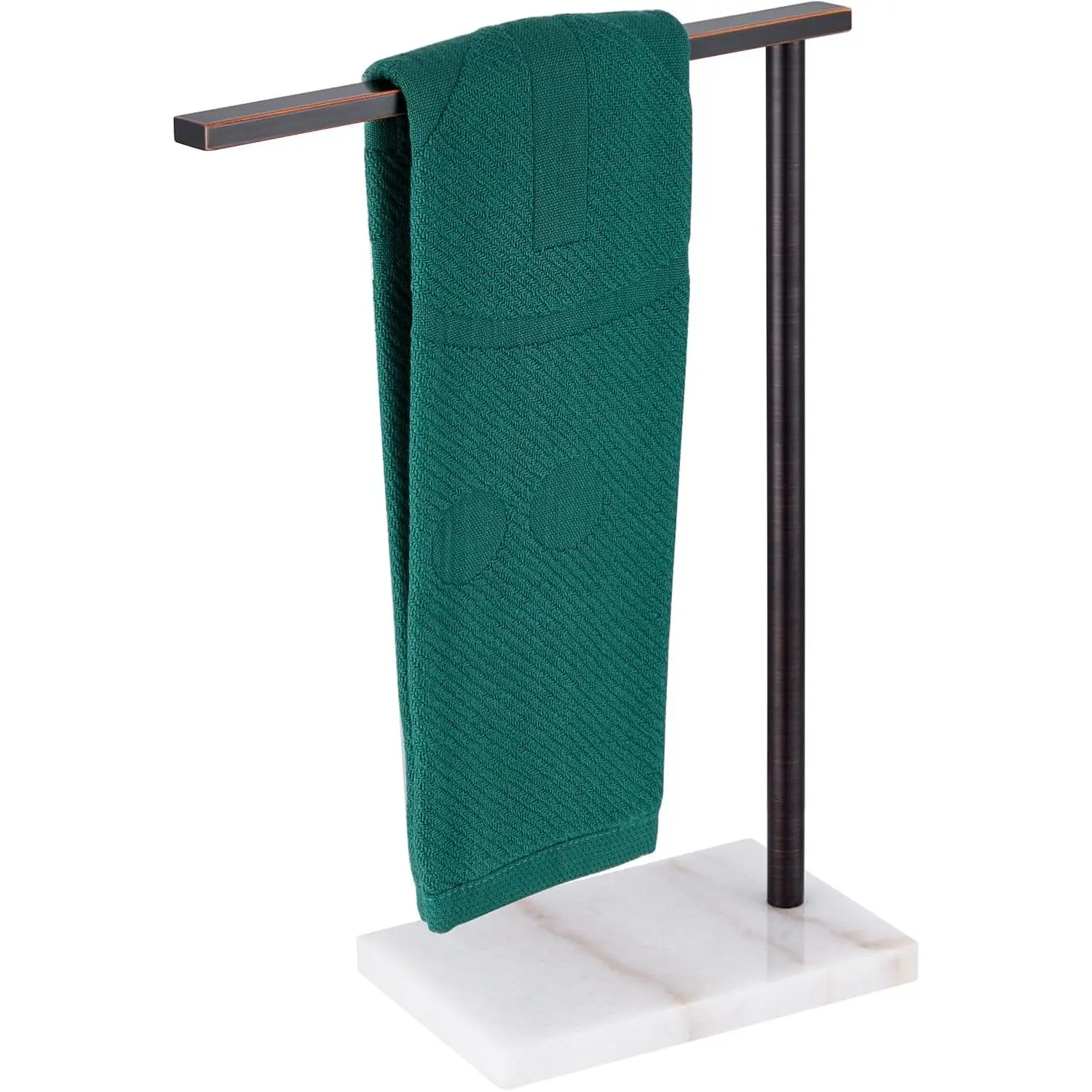 Hand Towel Holder for Bathroom  Countertop 1-Tier Towel Rack Free Standing with Heavy Marble Base, Oil Rubbed Bronze Stainless Steel AN7002ORB