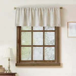 Faux for Windows Living Room Valances Rod Farmhouse Rustic Small Window Treatment (54x15 inch, Natural)