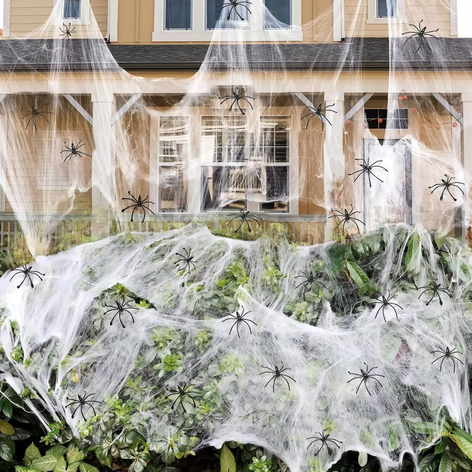 Halloween Spider Web Decoration with Extra Fake Spiders, Super Elastic Spider Web, Spooky, Ideal for Indoor and Outdoor Halloween Decorations