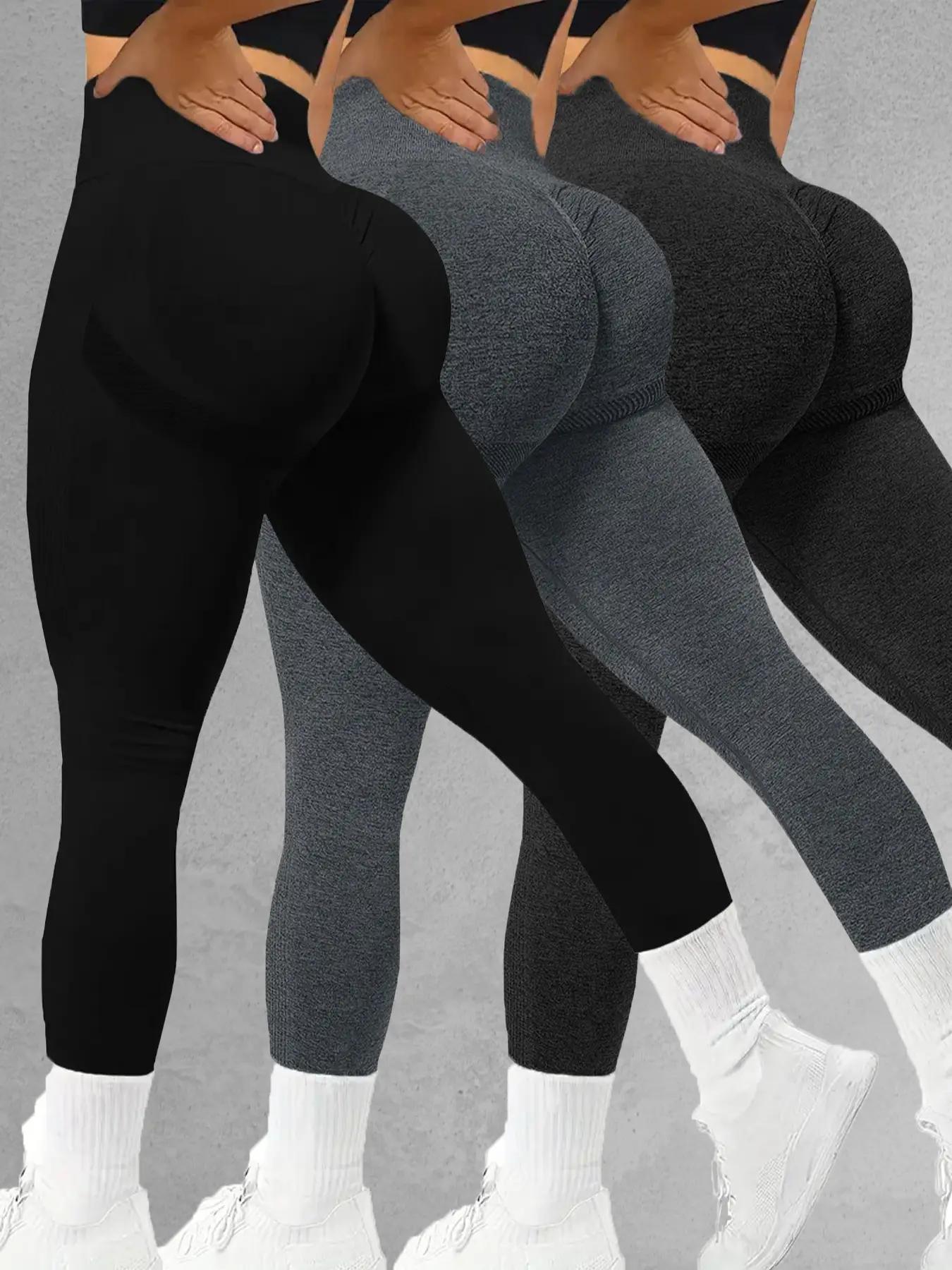 Sporty Women's Plain Ruched High Waist Sports Leggings, Solid Color Wide Waistband Sport Skinny Pants, High Stretch Seamless Yoga Leggings, Ladies Sportswear for Indoor Outdoor Wear