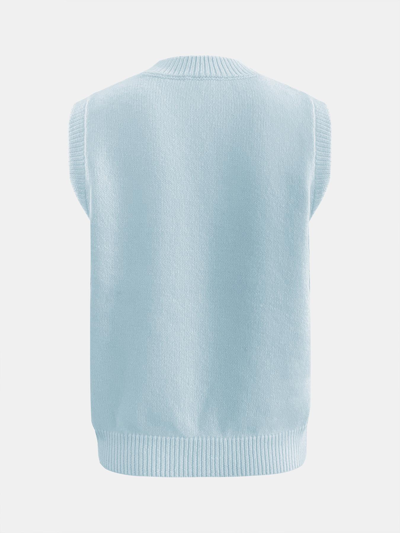 Women's Lemon Print Round Neck Sweater Vest, Casual Fitted Sleeveless Crew Neck Knit Top for Daily Wear, Ladies Clothes for All Seasons, Sleeveless Graphic Vest, Womenswear, Chic Elegant Vest