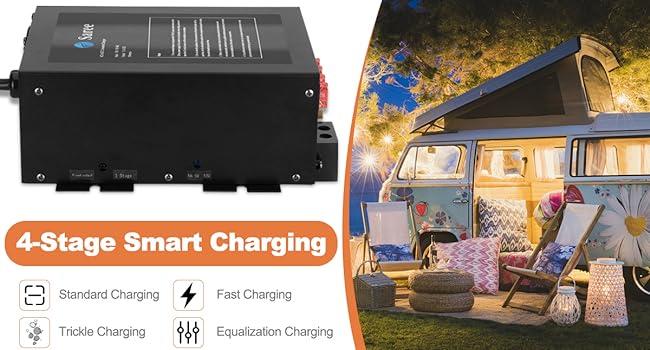 55A RV Power Converter 110VAC to 12VDC RV Converter 55 Amp RV Power Converters with Built-in 4 Stage Smart Battery Charger for Lithium Batteries RV Converters Fully Adjustable Output from 13V to 16.5V