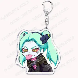 Cyberpunk Anime Keychains for Women Accessories Bag Edgerunners Rebecca Lucy Gloria Faraday Keyrings Jewelry Fans Friends Gifts