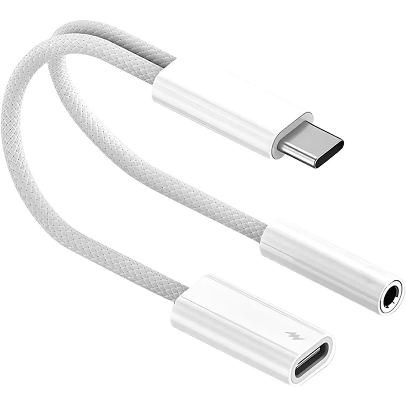 USB C to 3.5mm Headphone and Charger Adapter, 2-in-1 USB Type C to Aux Jack Dongle  with PD 60W   for  15 16 17 Pro Max Air,Galaxy S23 S24 S25 Ultra, Note 20, iPad Pro (1 PACK)