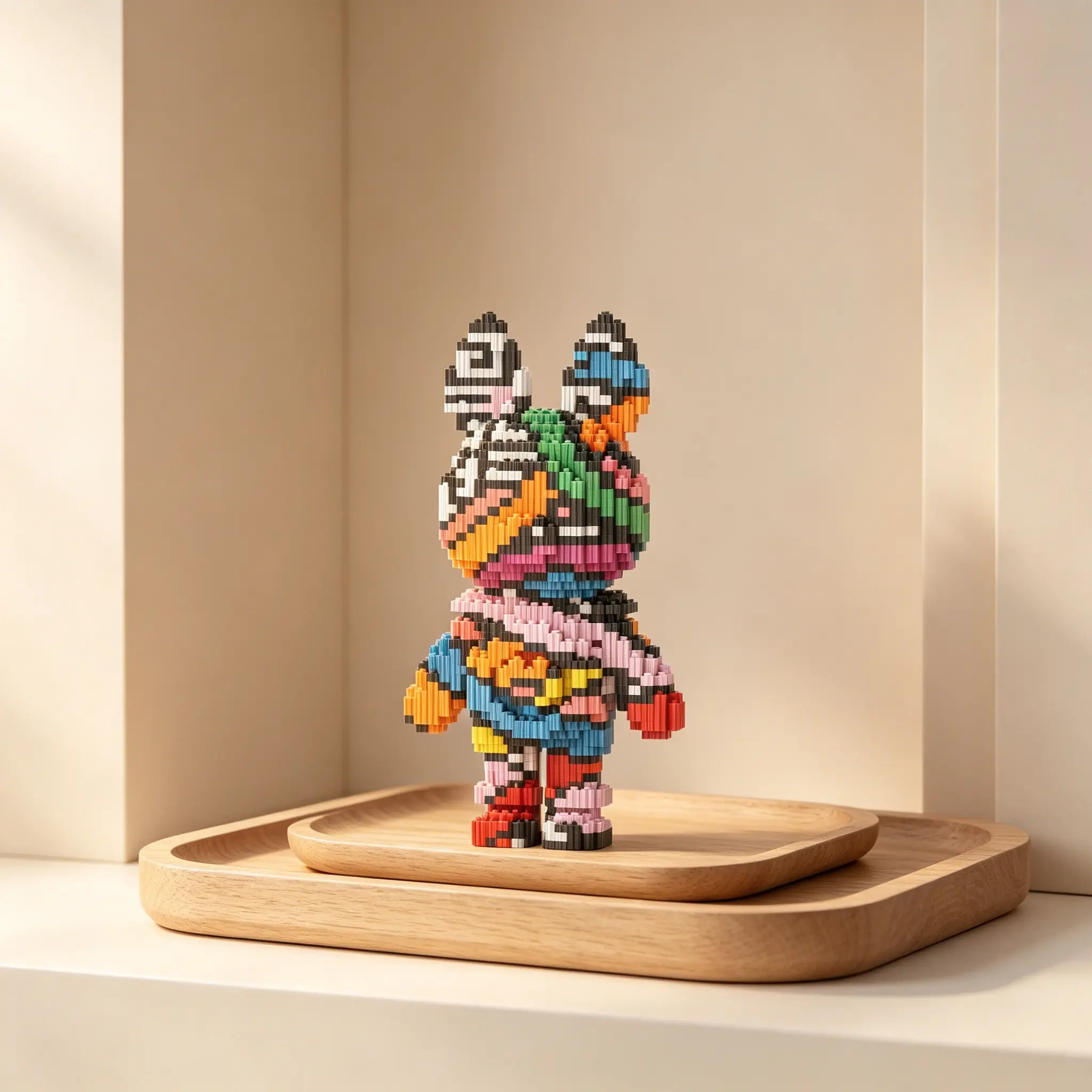 Colorful Graffiti Bunny 3D Puzzle Building Block Decor, Perfect for Home Office Shelves, Party Decor, Ideal Gift for Holidays