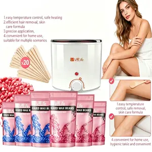 Vilife Hair Removal Kit, Home Use, Easy for Beginners, Includes Wax Pot, 6 Packs Wax Beans, 20pcs Wax Sticks, Pain-Free for All Body Parts, Body Care