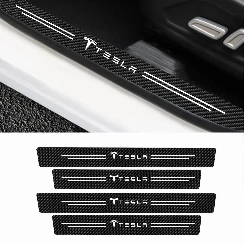 Car Door Sill Sticker Automotive Decals Anti Scratch Protection Film Auto AccessoriesFor Tesla Model 3 Model S Model X Model Y Space X Roadster Sticker For Cars