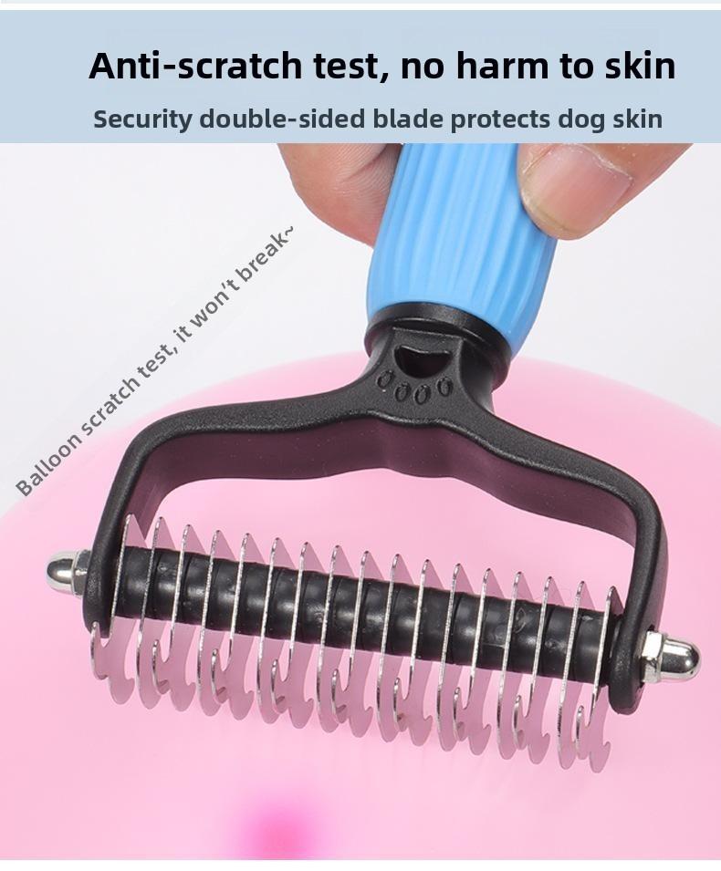 Pet Grooming Tool, Universal Detangling Comb for Dogs, Stainless Steel Double-Sided Design, Effective Shedding Removal & Matted Hair Tamer, Practical Daily Dog Coat Maintenance Supplies.