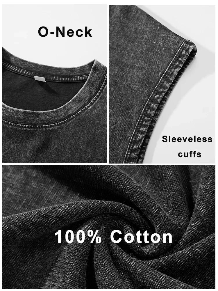 Solid 2-Pack  Summer New cotton Men'sand women's Washed Cotton Tank Tops Muscle Gym Sleeveless Workout T Shirts Running Beach Loose Tees