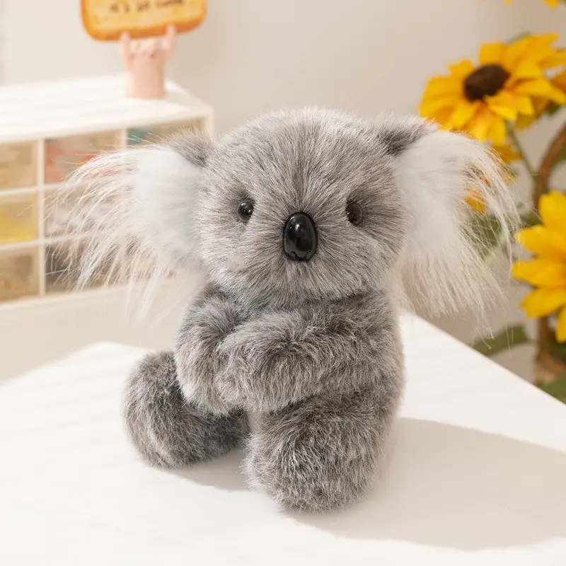 Realistic Koala Plush Figurine, Cute Animal Decor Ornament, Soft Fluffy Stuffed Doll for Home Living Room Decoration