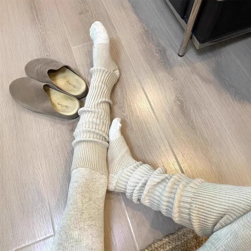 Women’s Thick Knit Stirrup Leg Warmers, Slouchy Ribbed Over-the-Knee Footless Sock Covers, Soft Warm Yoga Boot Cuffs for Fall and Winter