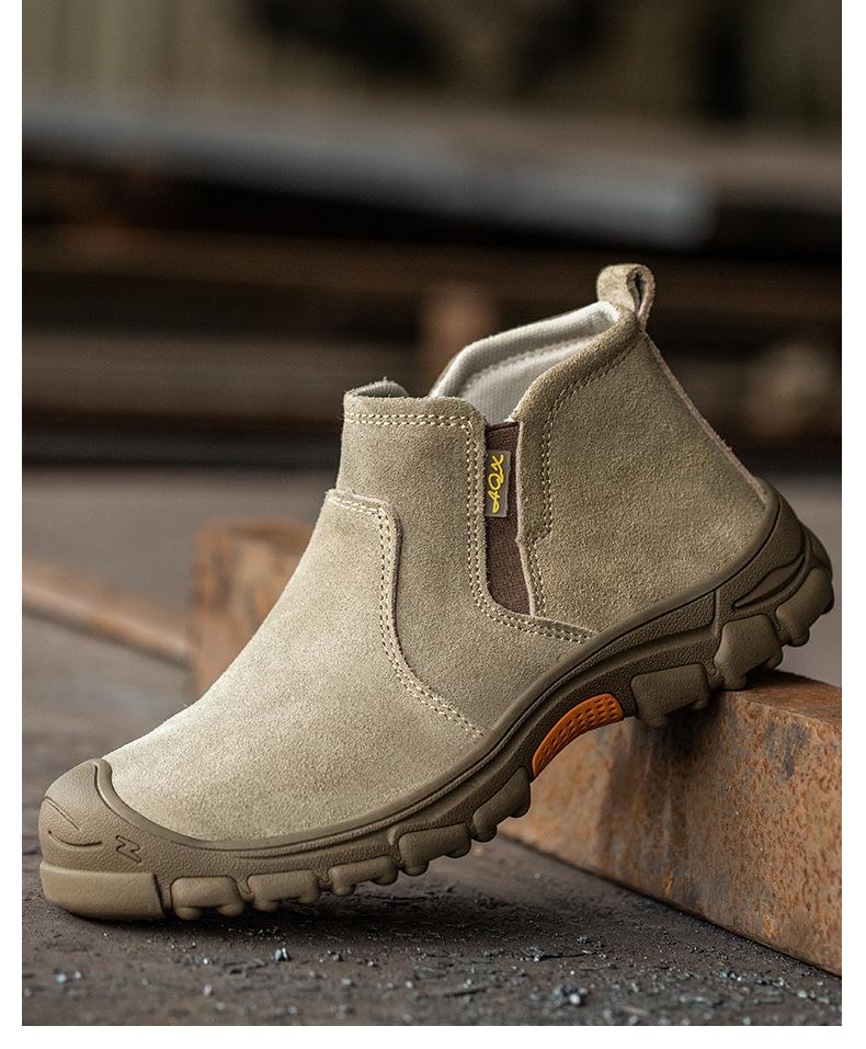 Men's Summer Breathable Anti-Smash Anti-Puncture Lightweight Welding Anti-Scald Construction Site Work Shoes with Steel Toe