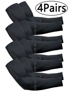 4 Pairs Fashion Sun Protection Ice Silk Cooling Protective Sleeves, Unisex Summer UV Arm Guards, Ideal for Outdoor Activities Like Driving, Fishing, Golf, Cycling, Running