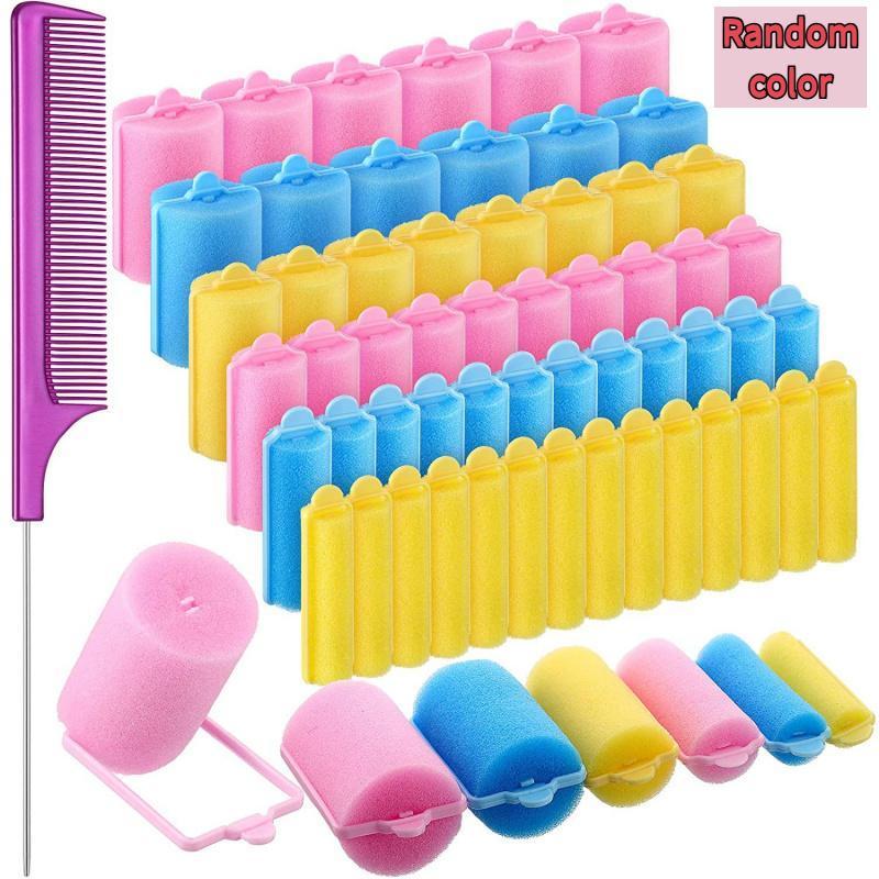 58PCS Heatless Foam Hair Rollers Set, Heatless Curlers, Heatless Curling Set, Non-Damaging Styling Tool for Women and Girls, Travel-Friendly Hair Care Accessories