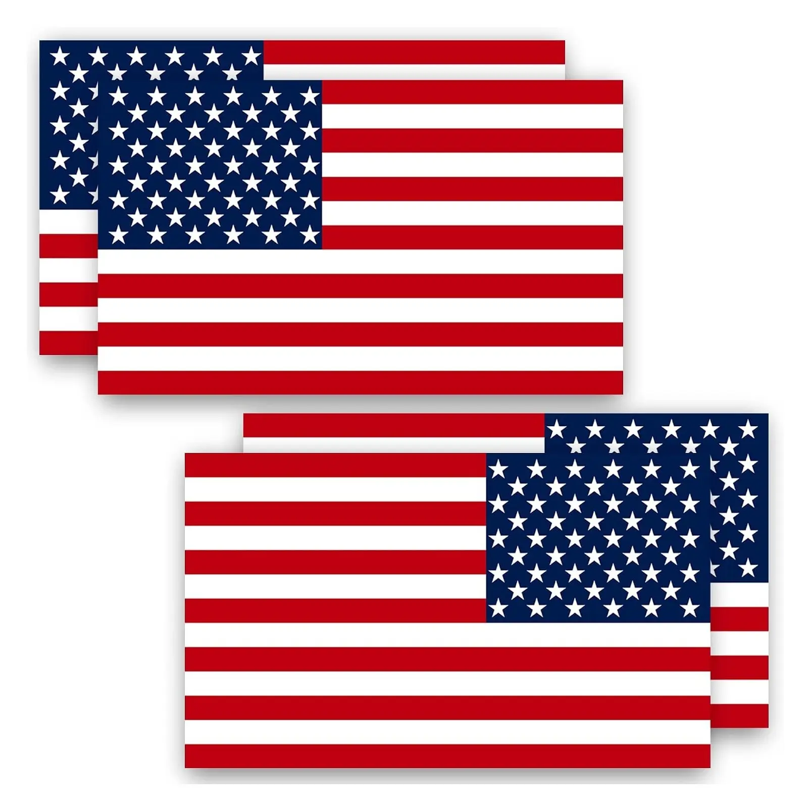 5" x 3" American Flag Decal 4-Pack (2 Forward & 2 Reversed) - Patriotic Reflective Stars and Stripes US Flag Car Stickers - Support MilitaryGift