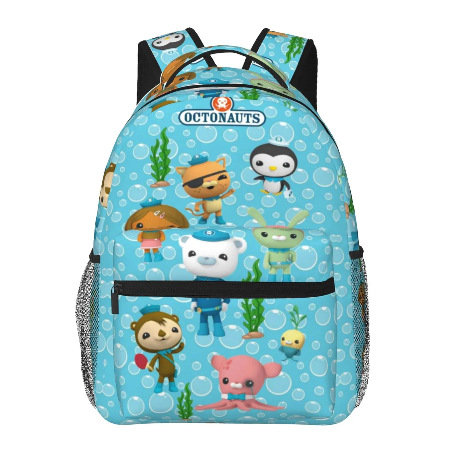 Octonauts Kids' Polyester Cartoon Print Backpack - Padded Back, Adjustable Straps, School/Travel Bookbag for Boys Girls