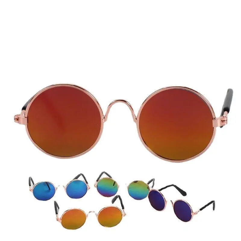 Classic Retro Round Cat Sunglasses, Lightweight Comfortable Pet Eyewear for Small Cats and Kids, Double Use for Holiday Parties & Daily Dress-up, Fashion, Small/Med, Family Matching Looks