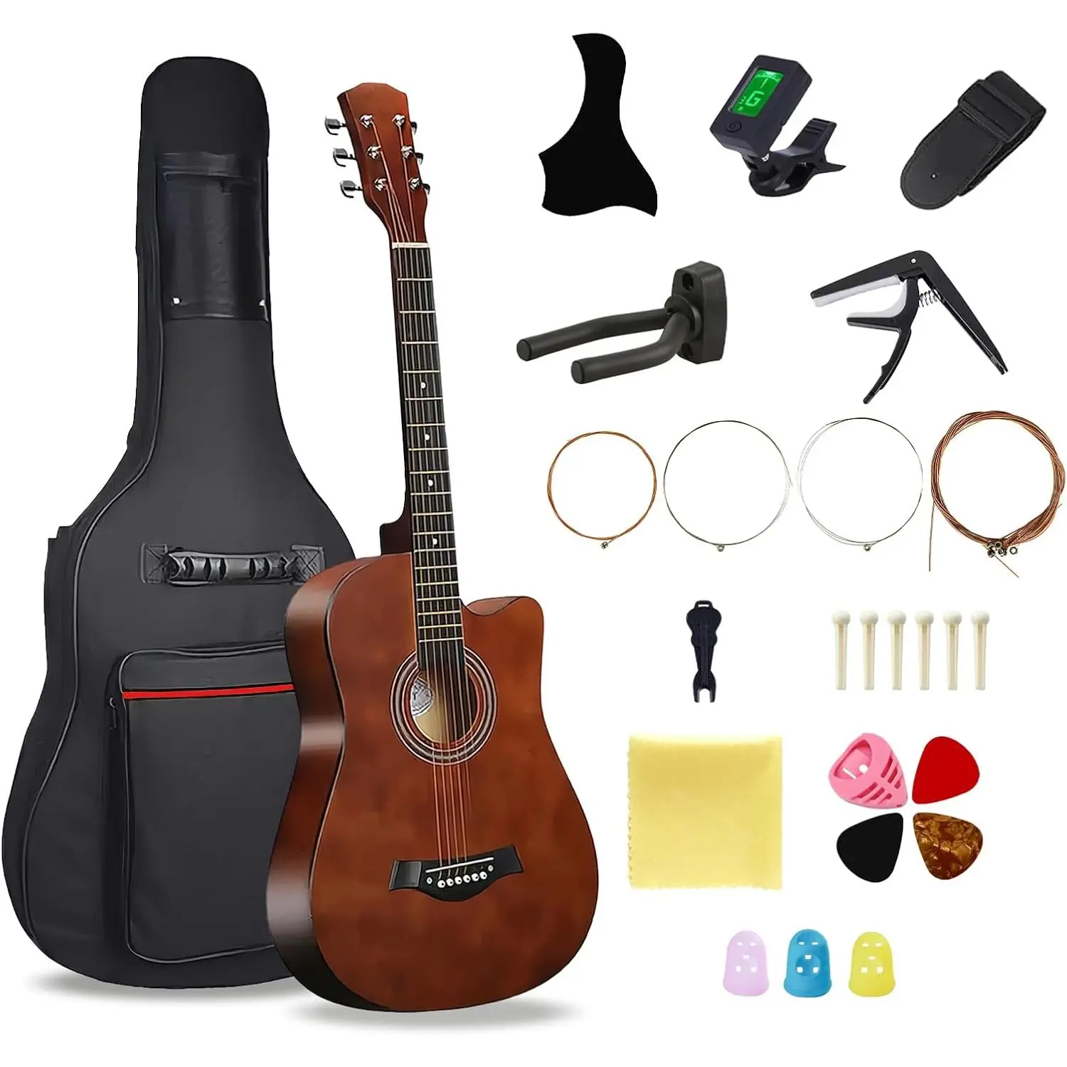 38''  Acoustic Guitar for Adults, 6 Steel-String Acoustic Guitar With Guitar Bag and Beginner Kits for Beginner