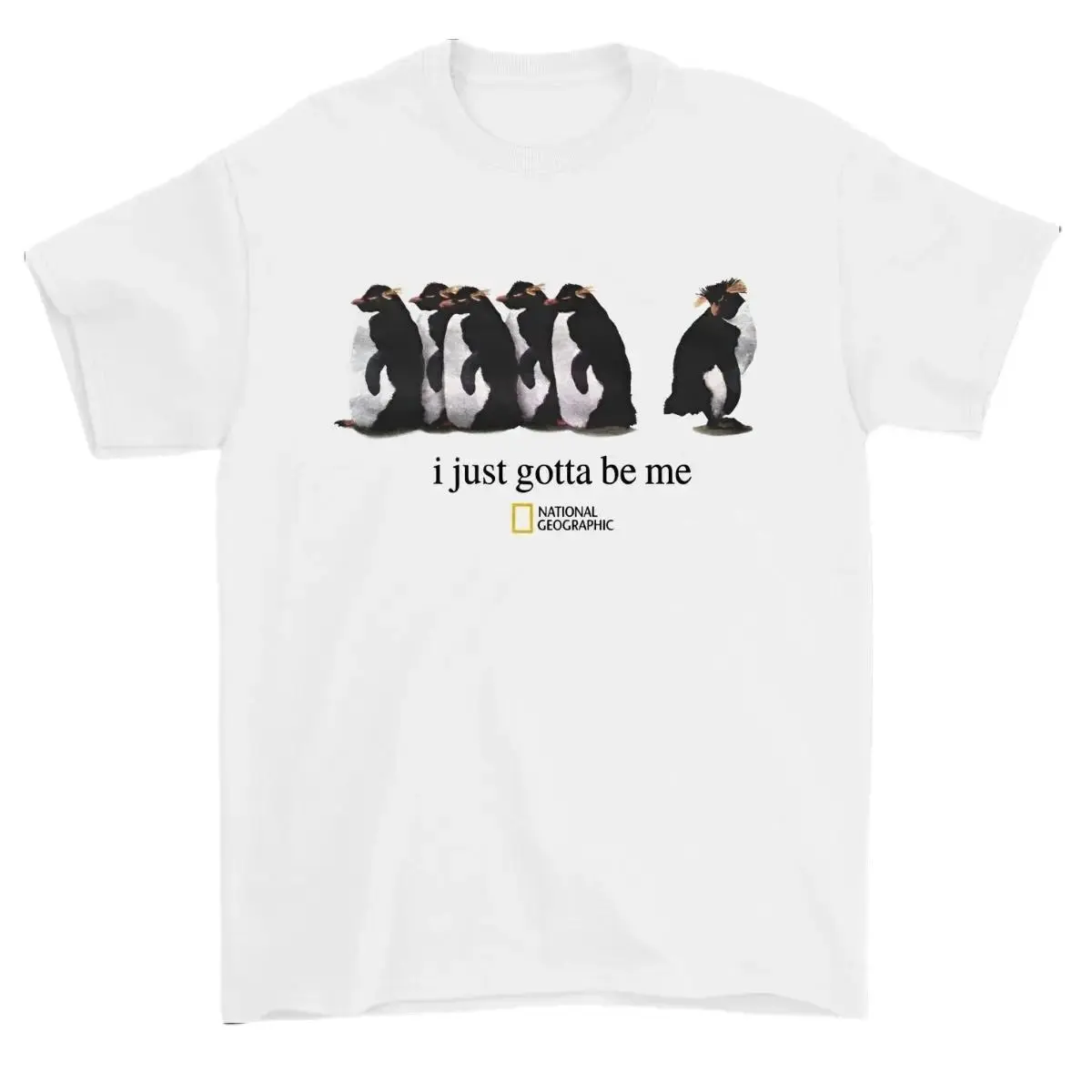 National Geographic Cotton Short Sleeve T-Shirt I Just Gotta Be Me Graphic Penguin,Hoodie and Sweatshirt for autumn and winter,Crew Neck Loose Fit Casual Streetwear Tee for Him & Her