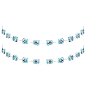 TrelaCo 1 Pack Fake Braces Artificial Tooth Decoration with Metal Wires Metal Bracket and Orthodontic Ligature Ties Practice Props for Dental Students Orthodontist Explain Props(Blue,Wi