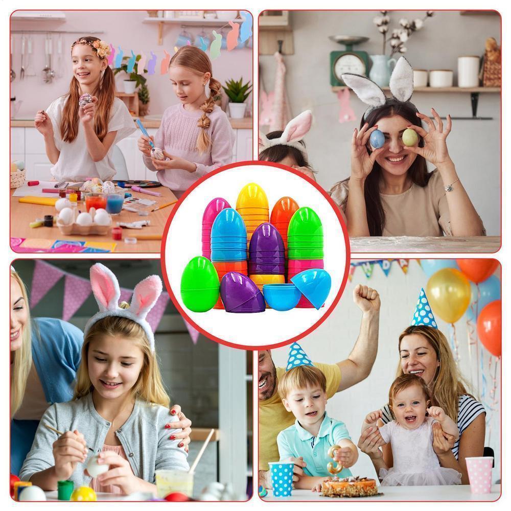 50Pcs Easter Empty Eggs Fillable Colorful Bright Easter Eggs Shell Toys Assorted Colors Easter Eggs Fake Eggs Easter Decoration