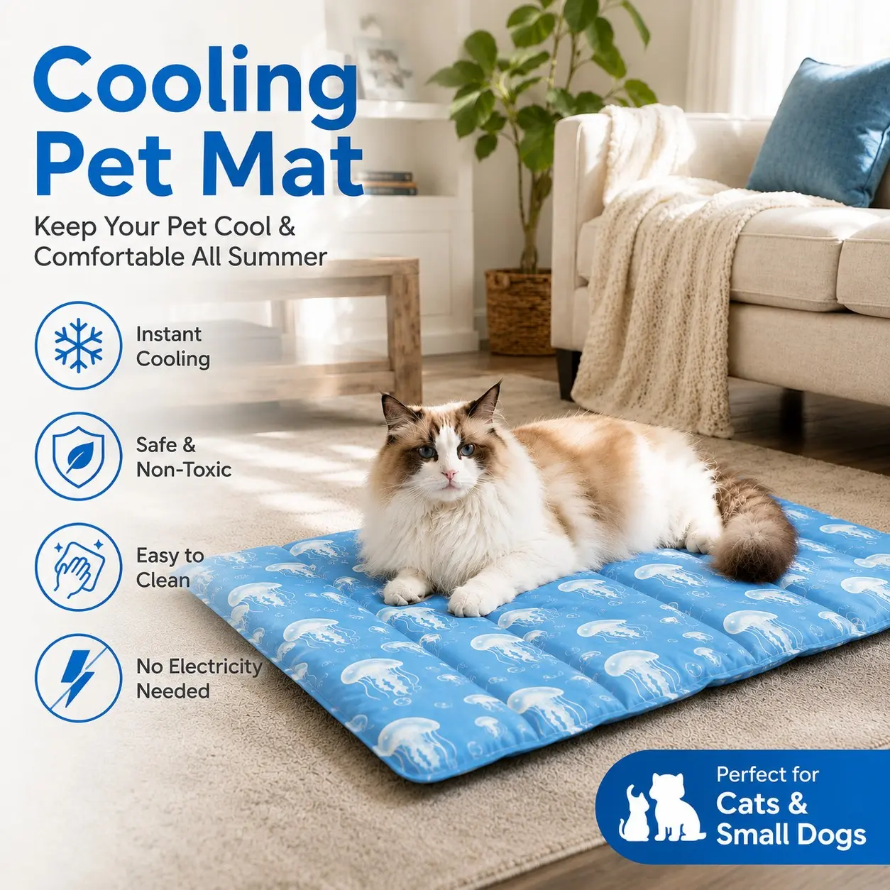 Pet Ice Pad, Dog and Cat Cooling Mat, Summer Waterproof Gel Bed, Leak-Proof, Scratch-Resistant, Reusable Cooling Pad