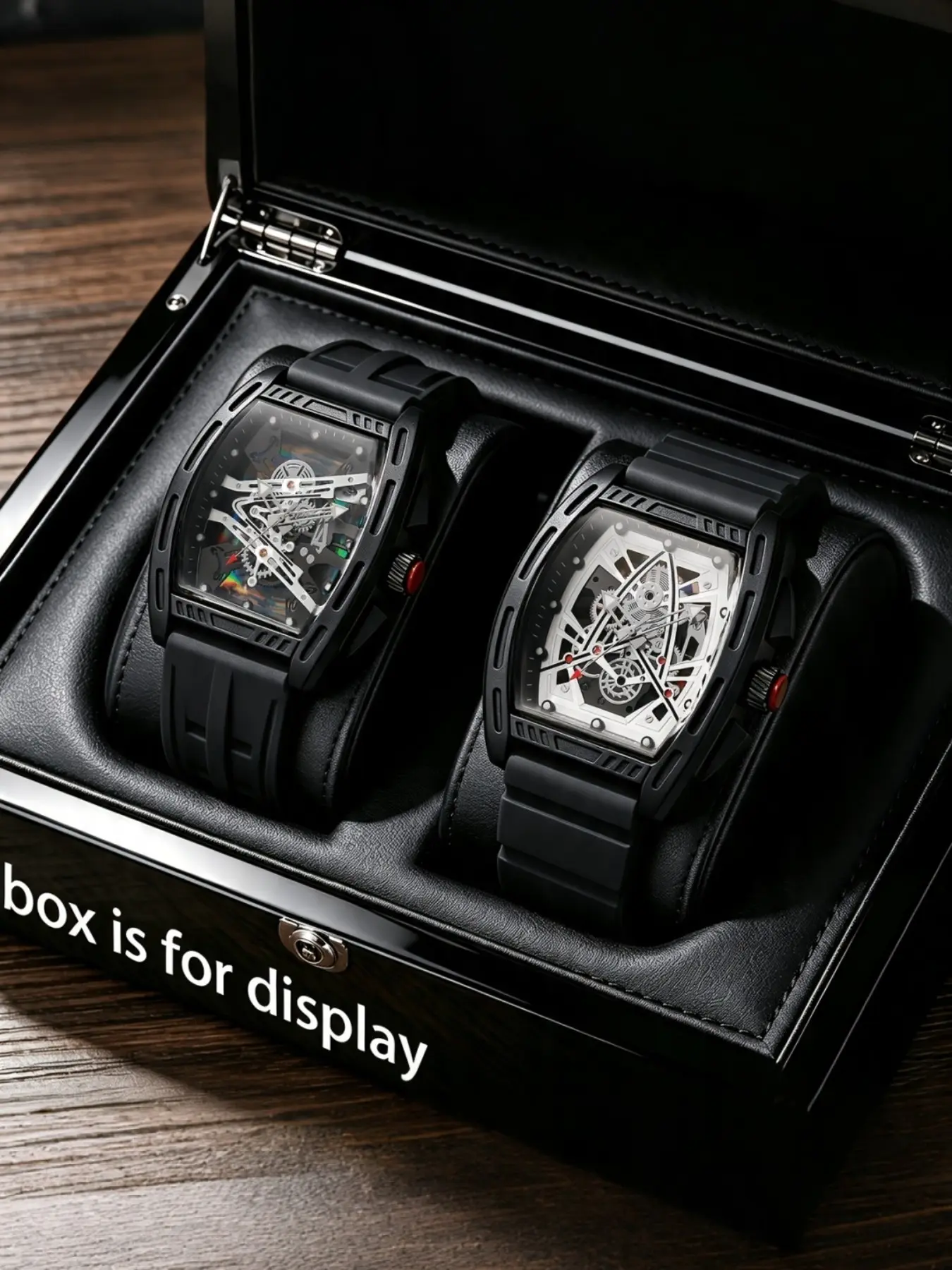 Two-Pack Men's Whiskey Bucket Hollow Watch, Case Silicone Strap, Analog Quartz Movement, Casual All-Season Sport Watch