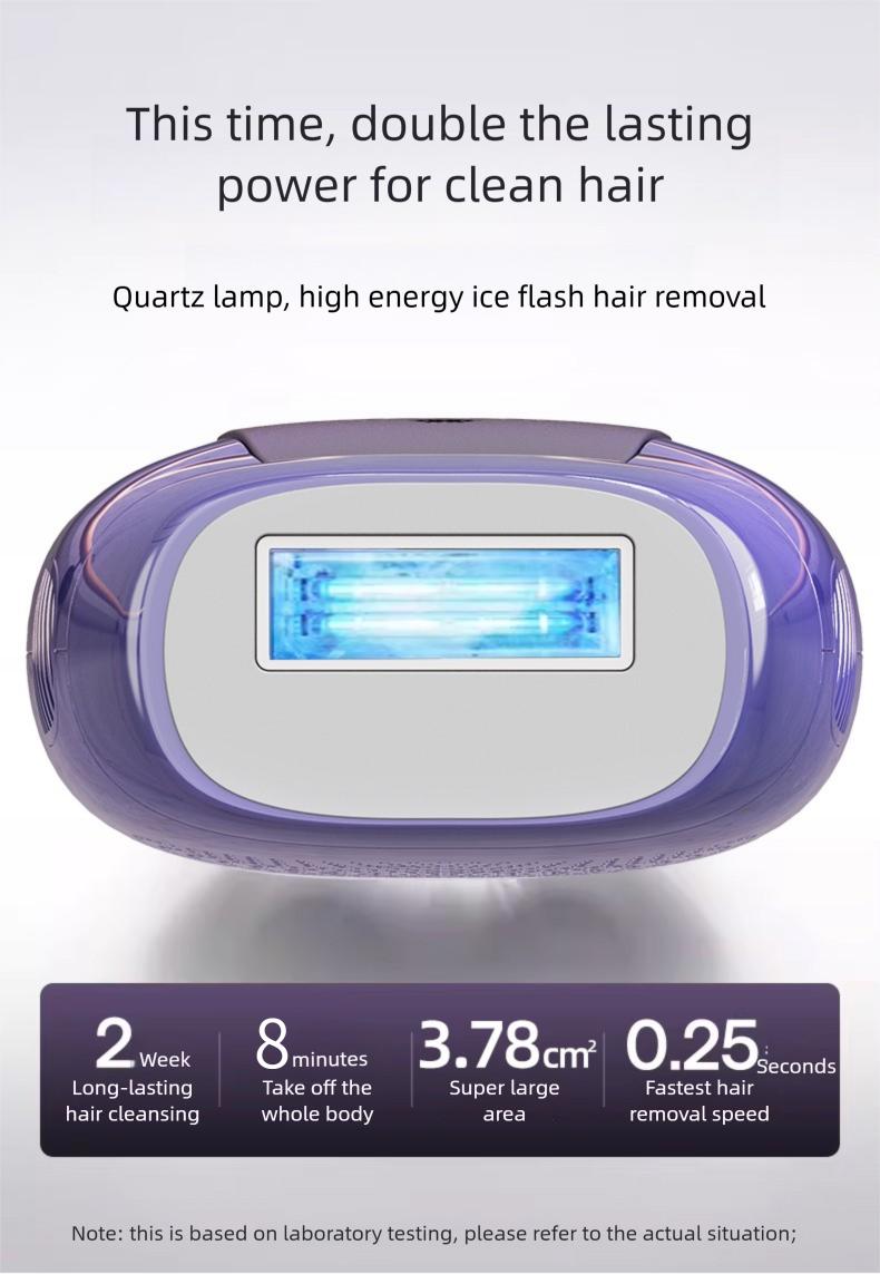 IPL Laser Hair Removal Device with Sapphire Ice-Cooling Technology for Women & Men, Painless & Long-Lasting Hair Remover for Full Body Use at Home, Safe on Face, Bikini Line, Armpits