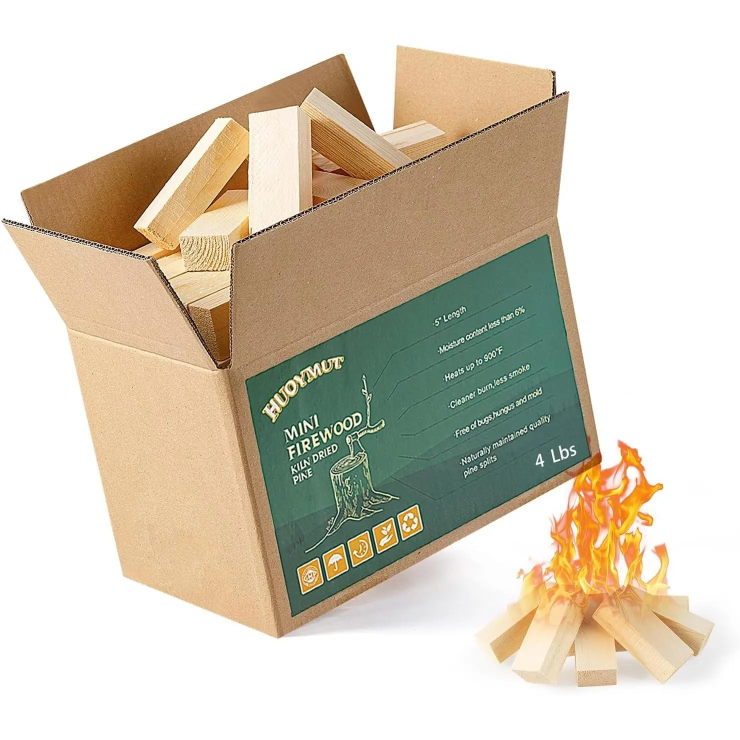 5 Inch Length Kiln Dried Pine Mini Fire Sticks, Barkless Kindling Fire Logs, 4Lbs Fire Pit Accessories for Stove Mesa XL, Tabletop Firepit, Pizza Oven