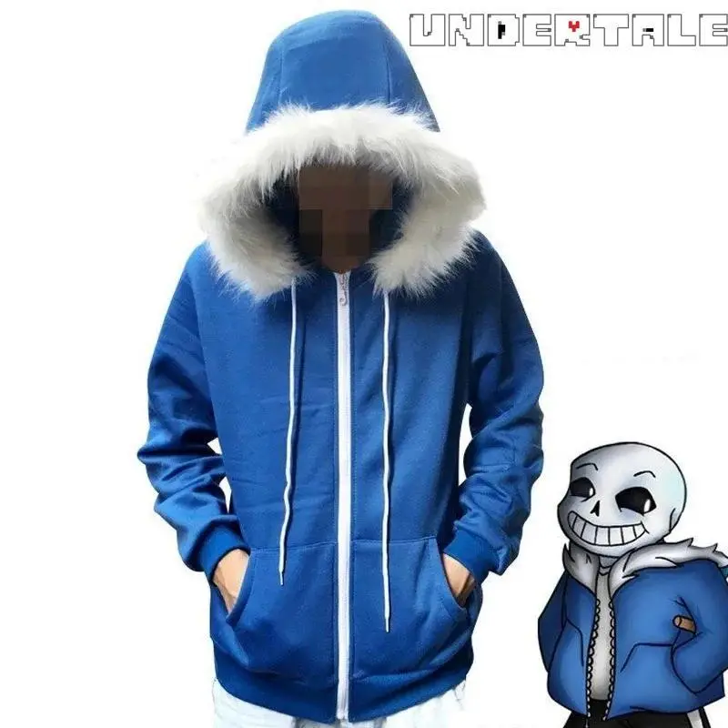 Game UNDERTALE Sans Cosplay Coat Costume Unisex Blue Zipper Jacket Casual Clothes Halloween Outfit