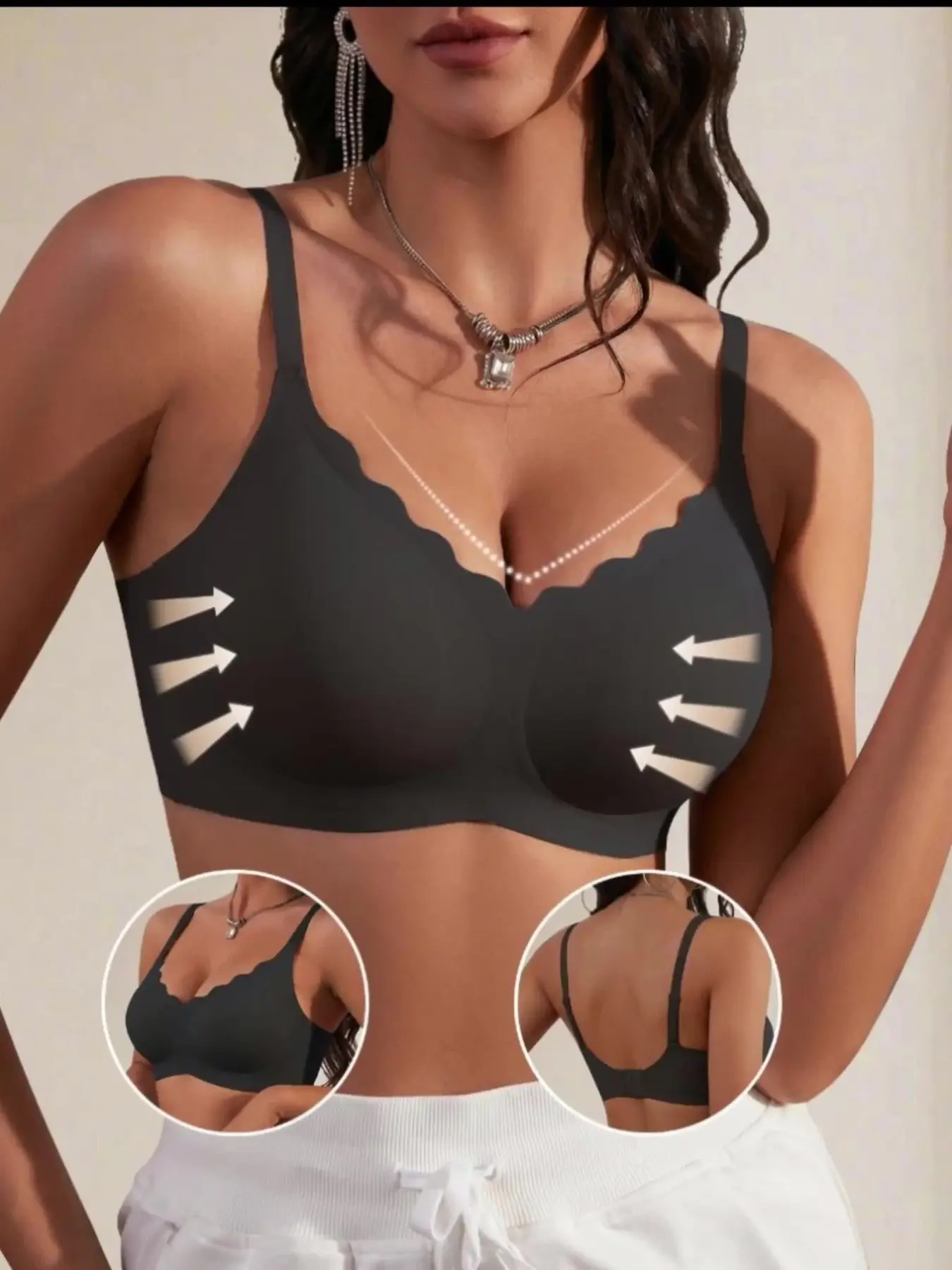 Women's Seamless Everyday Bra Without Underwire, Jelly Bra for Full Coverage and Medium Support, Comfortable Push-Up Bra for T-Shirts, Soft and Smooth Casual Design