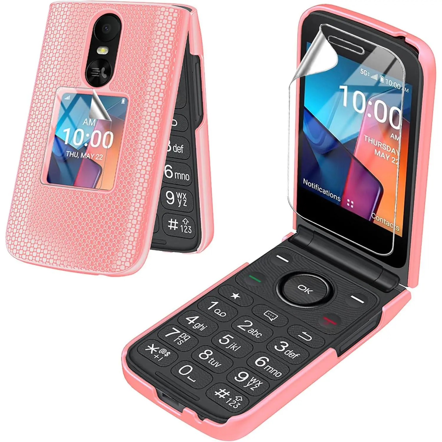 for  Flip 4 5G/T440 (2025) Phone case with Screen Protector Slim Hard Shell Protector Cover (Rose )