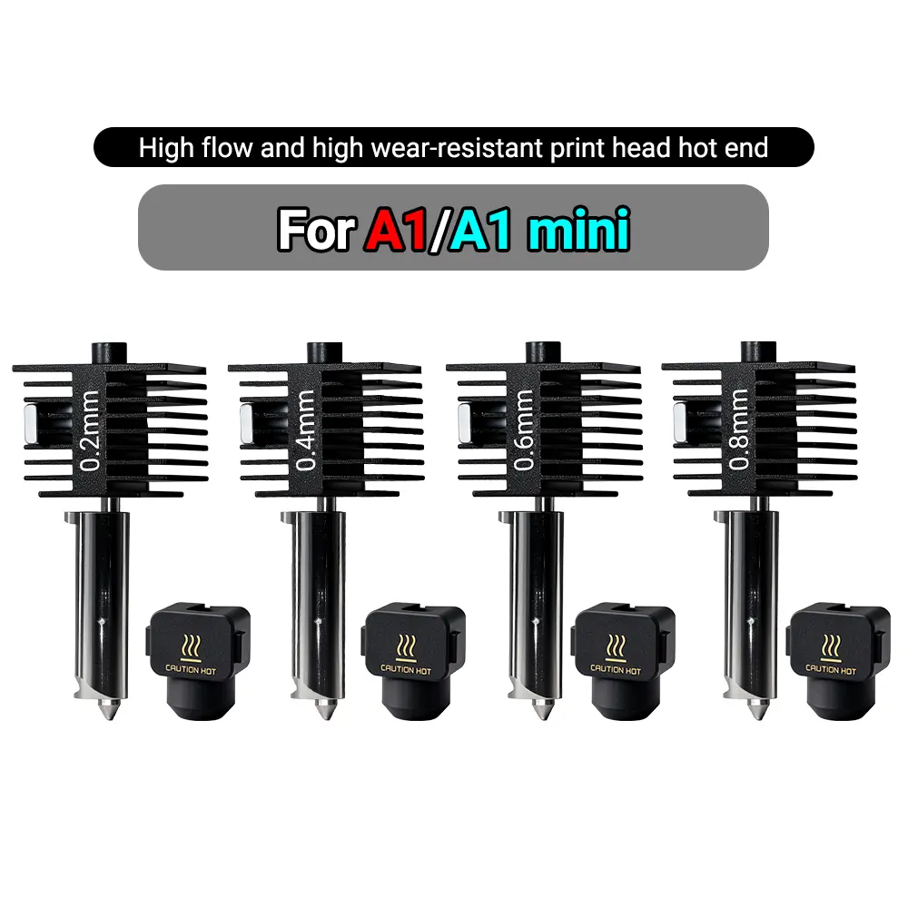 Lab A1 Hotend Kit One Piece Assembly Hardened Steel Nozzle 0.2/0.4/0.6/0.8mm Upgraded Hot End for Lab A1/A1 mini/A2L 3D Printer Parts