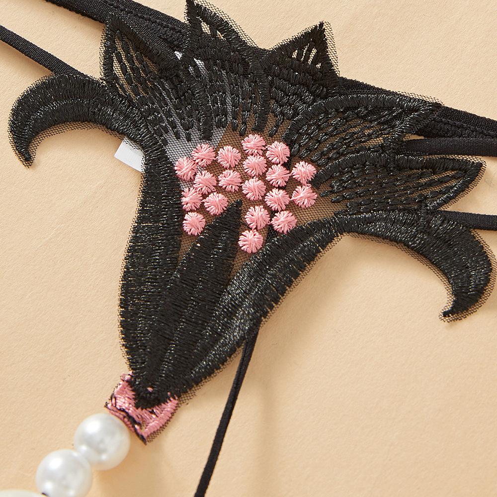 Plus Size Thong Sexy Underwear Women's Extra Large Pearl Massage Crotch-Free European and American Style T-Pants