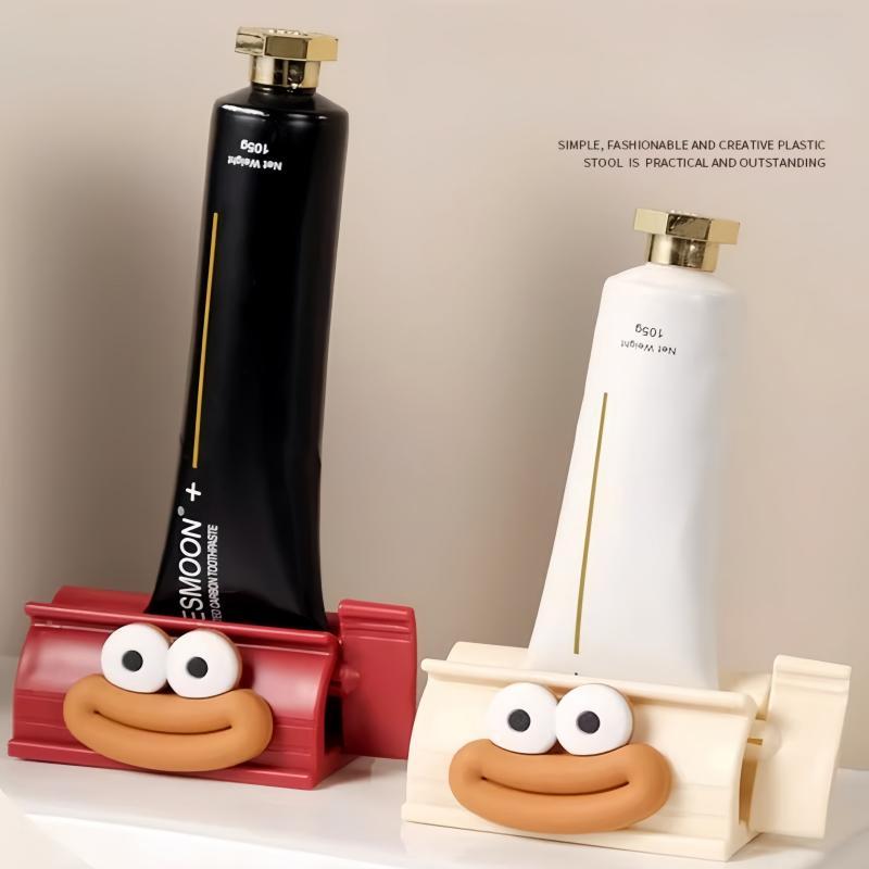 2-Pack Easy Squeeze Toothpaste Dispenser with Cute Big Mouth Design, Manual Bathroom Accessory for Easy Toothpaste Use
