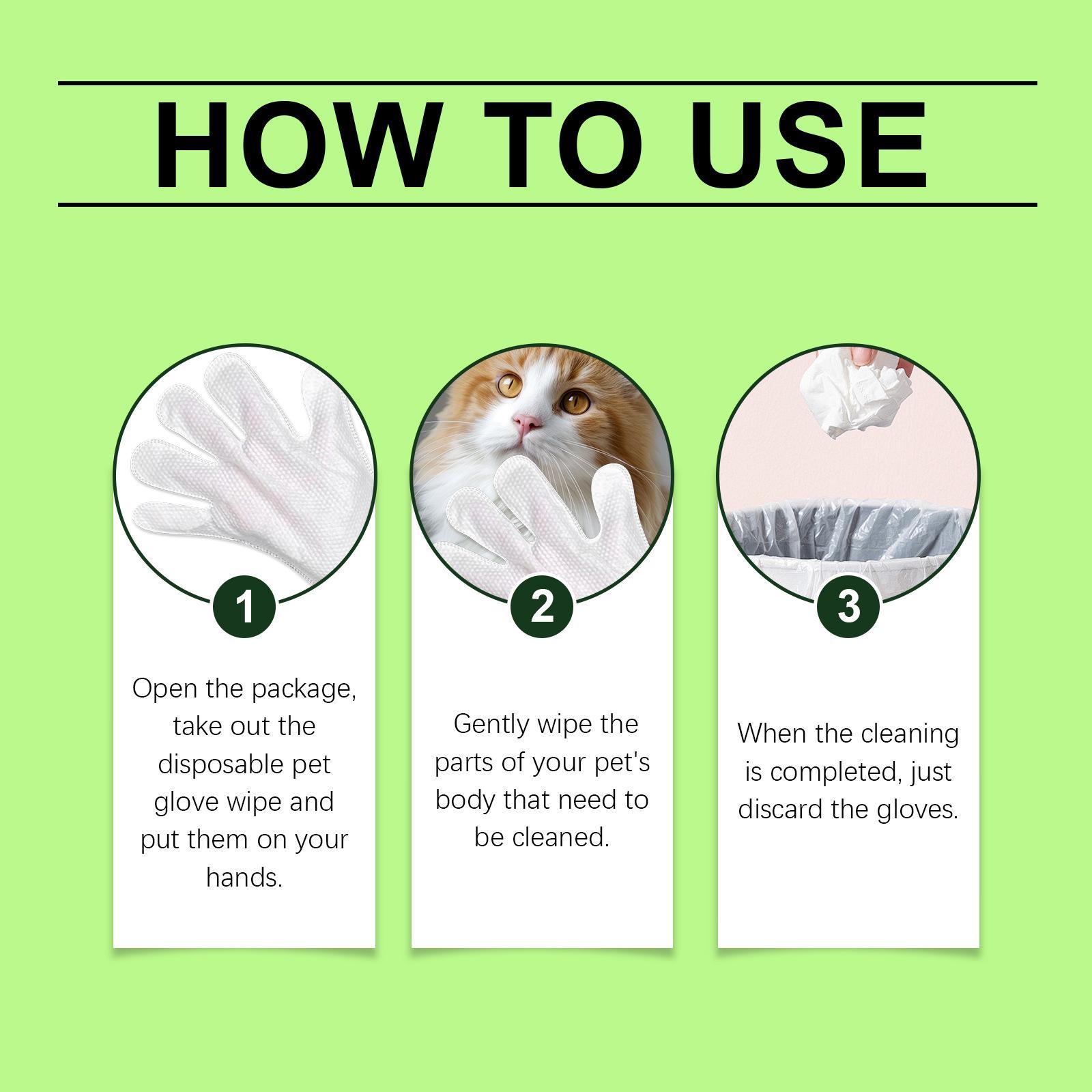 Pet Cleaning Gloves, 5 Pairs Pet Cleaning Wipes, Pet Grooming Wipes, Dog & Cat Grooming Supplies, Dog & Cat Accessories