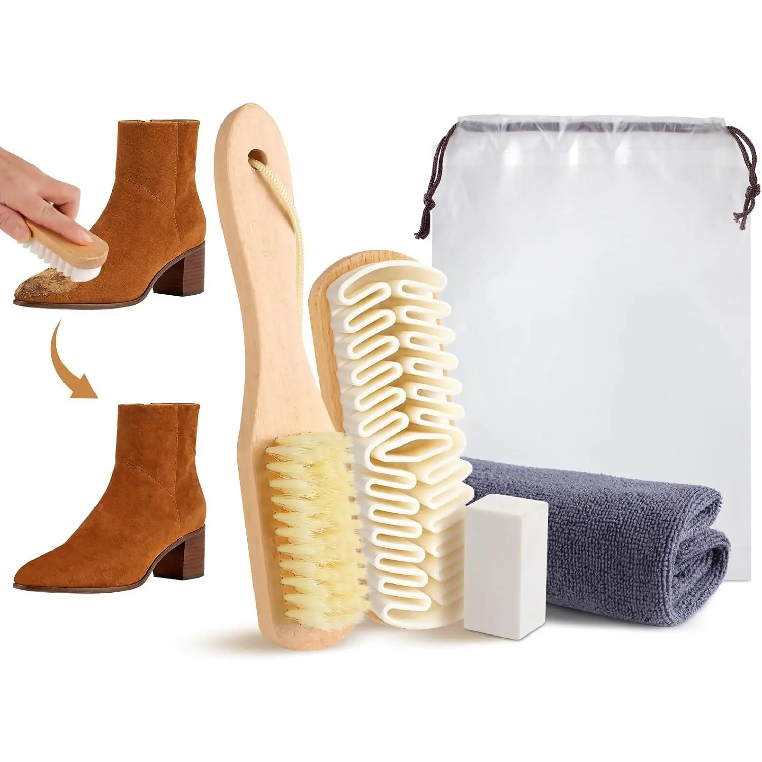 5 count Suede Eraser for Shoes, Suede Eraser and Brush, Suede Cleaning Kit, Suede Kit, Suede Brush Stain Removal for Suede Jackets, Purse, Couches & Bags