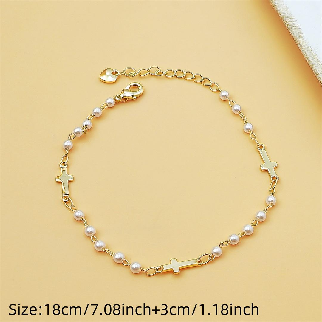 Trendy Pearl Lock & Cross Bracelet for Women, Minimalist Luxury Design, Delicate High-End Fashion Jewelry, Lightweight & Versatile for Daily Wear, Dates, Parties & Meaningful Gift Giving